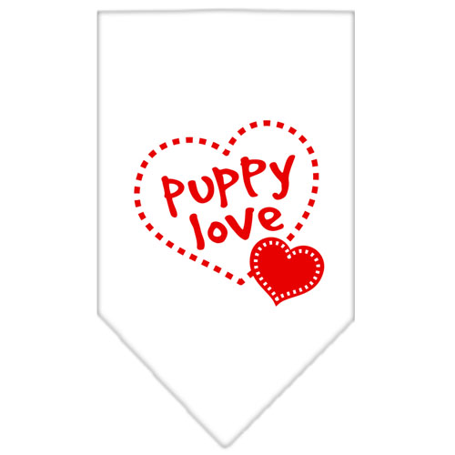 Puppy Love Screen Print Bandana White Large